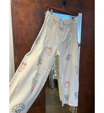 Mystree Veggie Embroidered Barrel Jeans