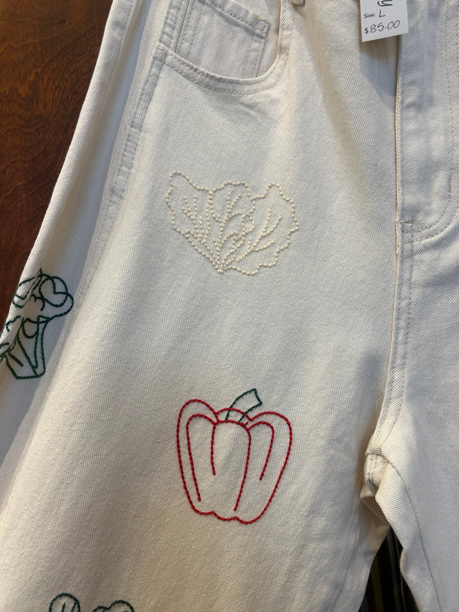 Mystree Veggie Embroidered Barrel Jeans