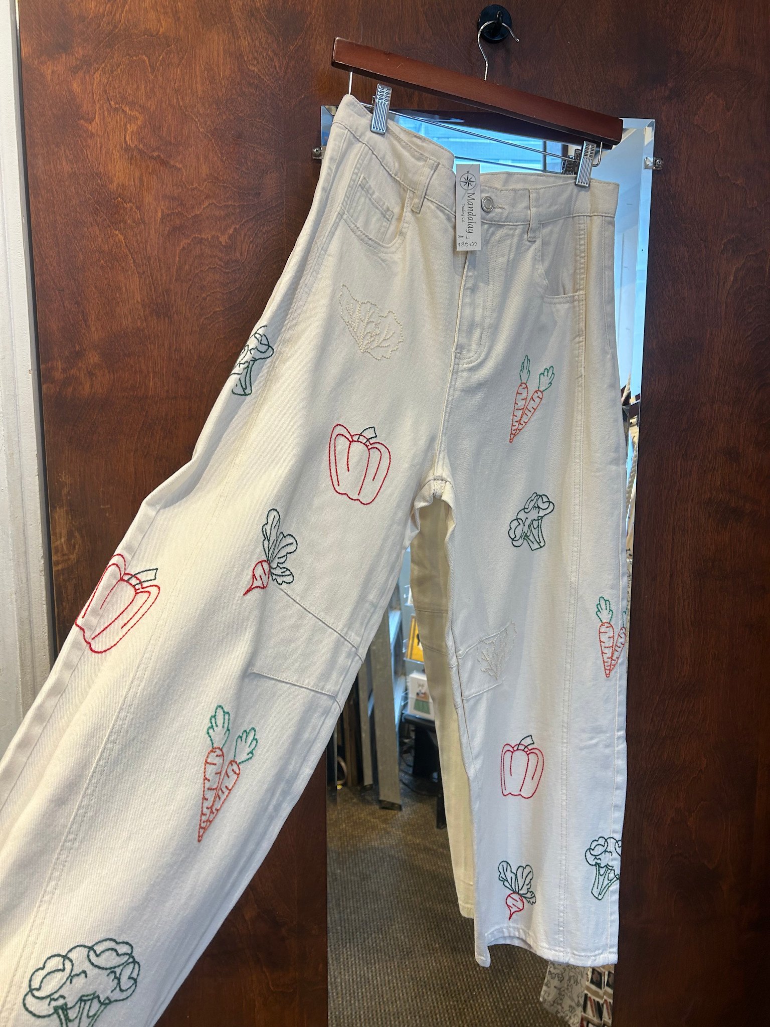Mystree Veggie Embroidered Barrel Jeans