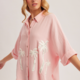 Hem & Thread Palm Tree Embroidered Oversized Gauze Shirts