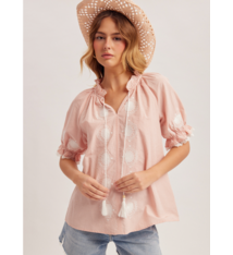 Hem & Thread Seashell Embroidered Stripe Blouse