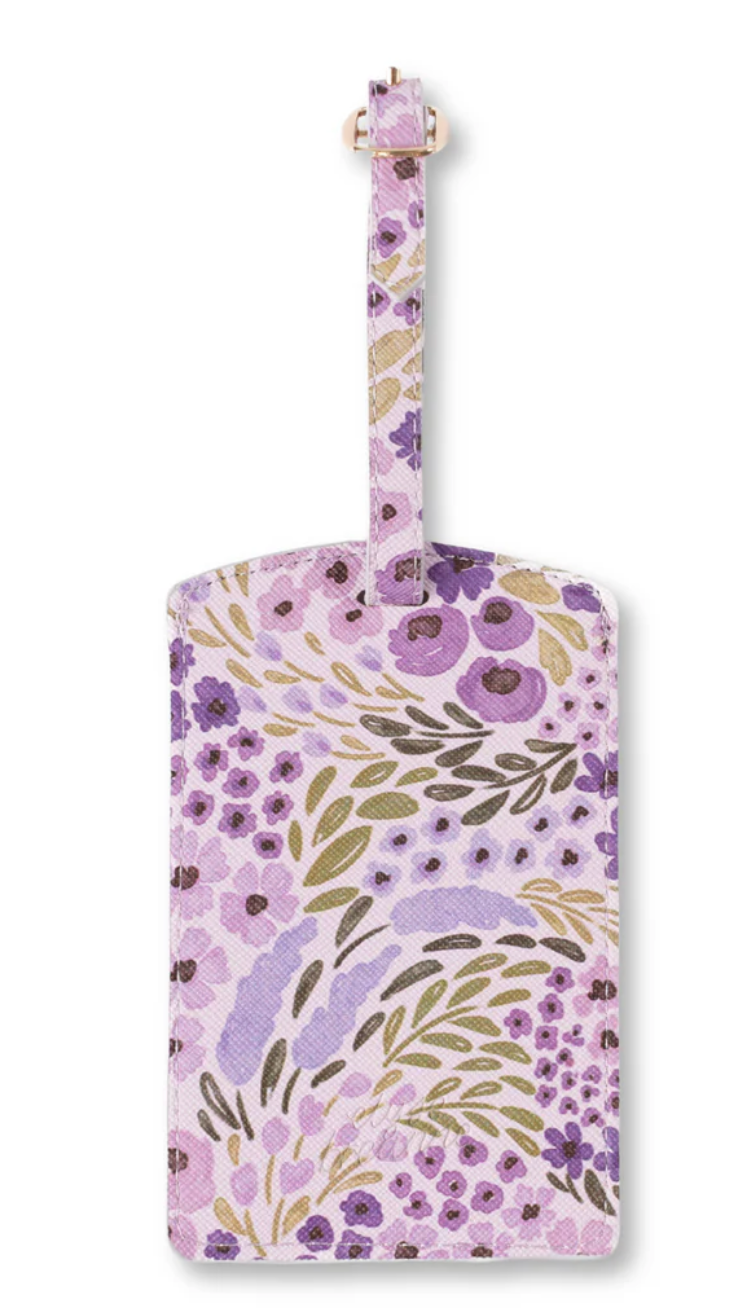 Elyse Breanna Design Botanical Print Mushroom Leather Luggage Tag