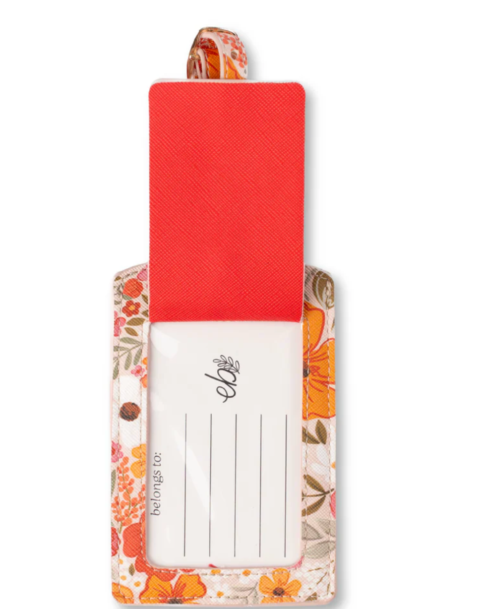 Elyse Breanna Design Botanical Print Mushroom Leather Luggage Tag