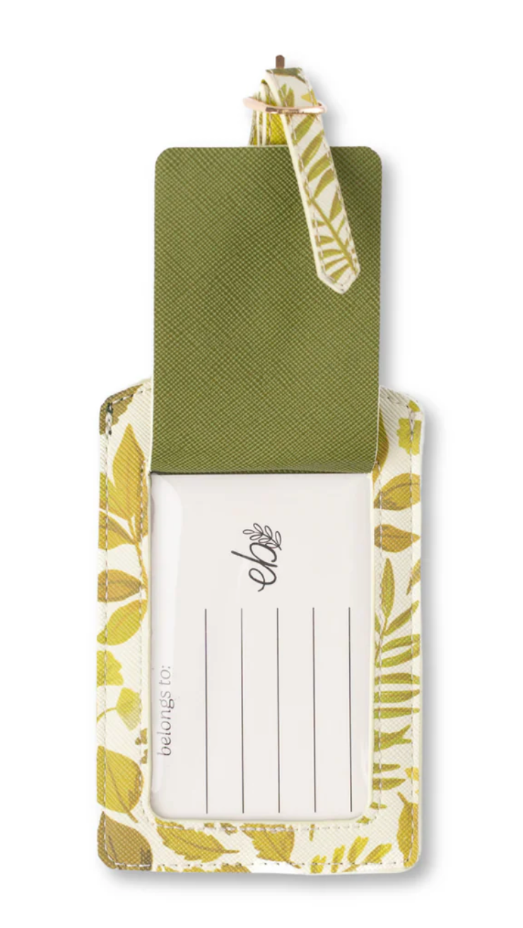 Elyse Breanna Design Botanical Print Mushroom Leather Luggage Tag