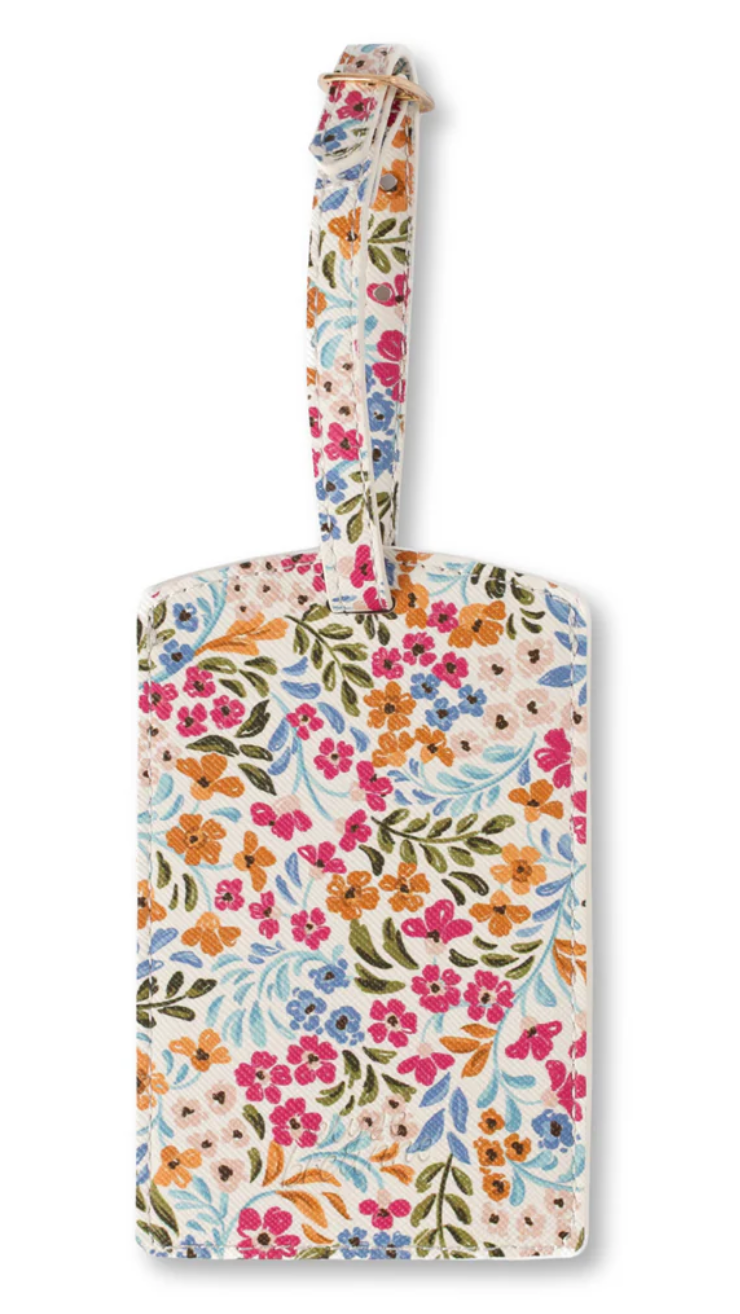 Elyse Breanna Design Botanical Print Mushroom Leather Luggage Tag