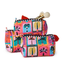 Two's Company Quilted Beldi Print Cometic and Accessories  Pouch