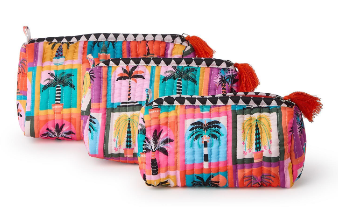 Two's Company Quilted Beldi Print Cometic and Accessories  Pouch