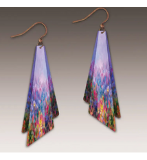 Illustrated Light Rainbow Abstract Floral Winged -DC EARRINGS