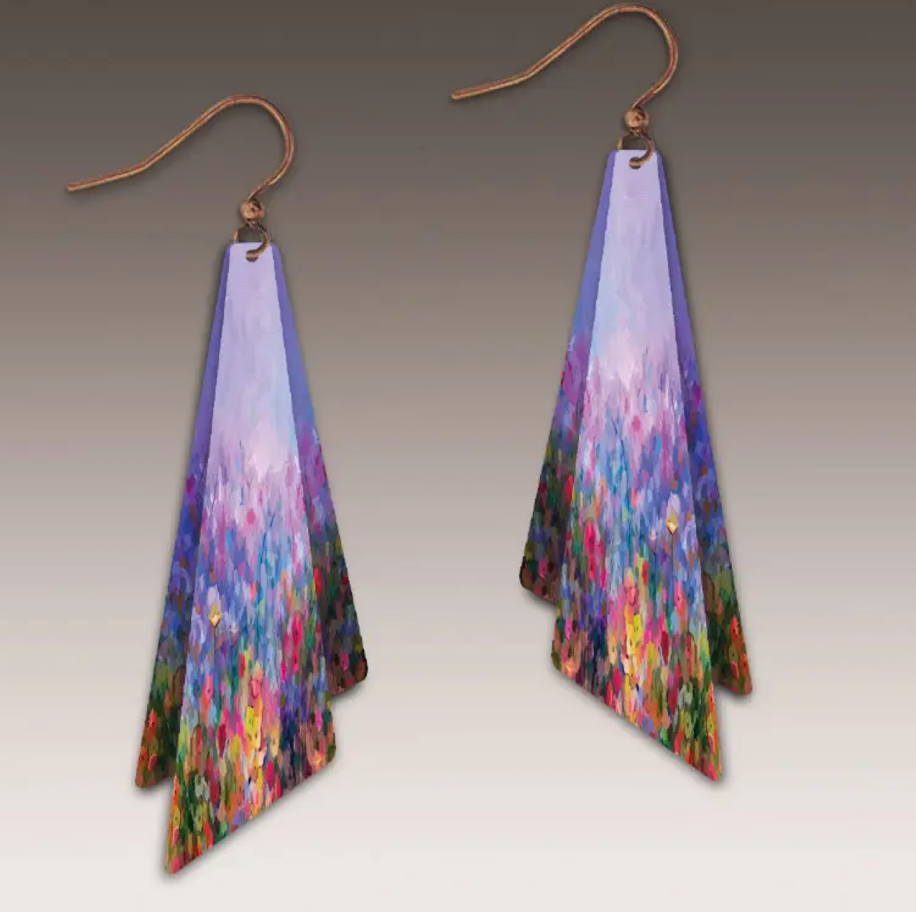 Illustrated Light Rainbow Abstract Floral Winged -DC EARRINGS