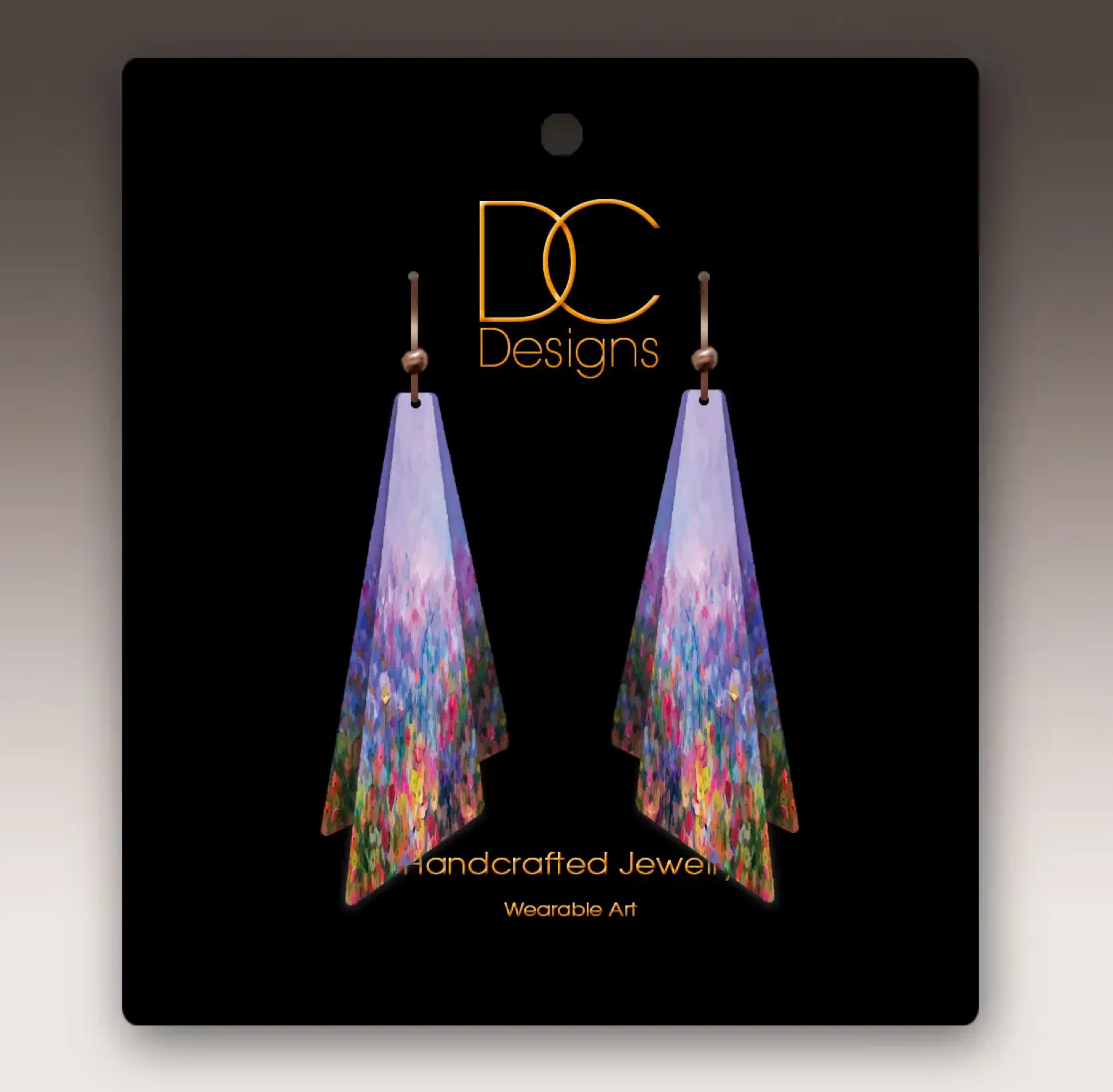 Illustrated Light Rainbow Abstract Floral Winged -DC EARRINGS