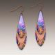 Illustrated Light Rainbow Floral Copper Accent Multi Layered Feather Earrings- DC EARRINGS