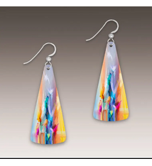 Illustrated Light Painter Bright Floral Triangle Dropped Earrings-DC Earrings