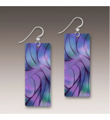 Illustrated Light Purple Aurora Abstract Rectangle Hand Made Earrings DC EARRINGS