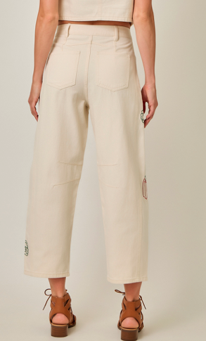 Mystree Veggie Embroidered Barrel Jeans