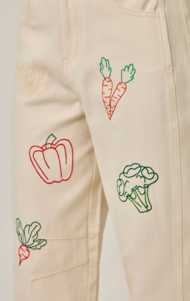 Mystree Veggie Embroidered Barrel Jeans