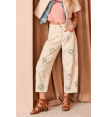 Mystree Veggie Embroidered Barrel Jeans