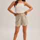 Hem & Thread Elasticated Waist Ribbon Tie Embroidery Shorts
