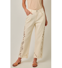 Mystree Straight Leg Mom Jeans with Eyelet Embroidery
