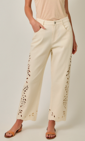 Mystree Straight Leg Mom Jeans with Eyelet Embroidery