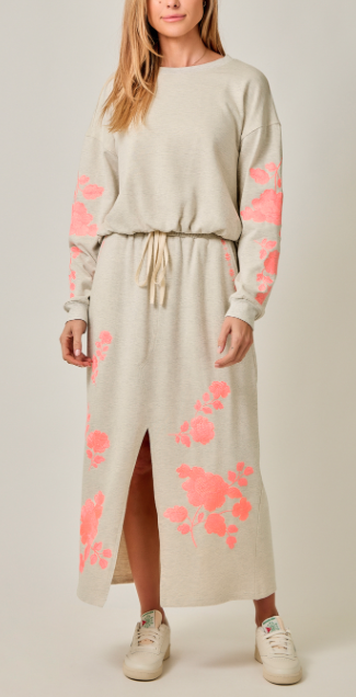 Mystree French Terry Embroidered Midi Skirt