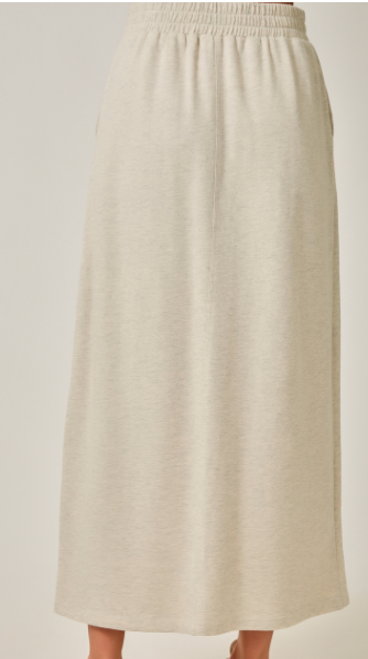 Mystree French Terry Embroidered Midi Skirt