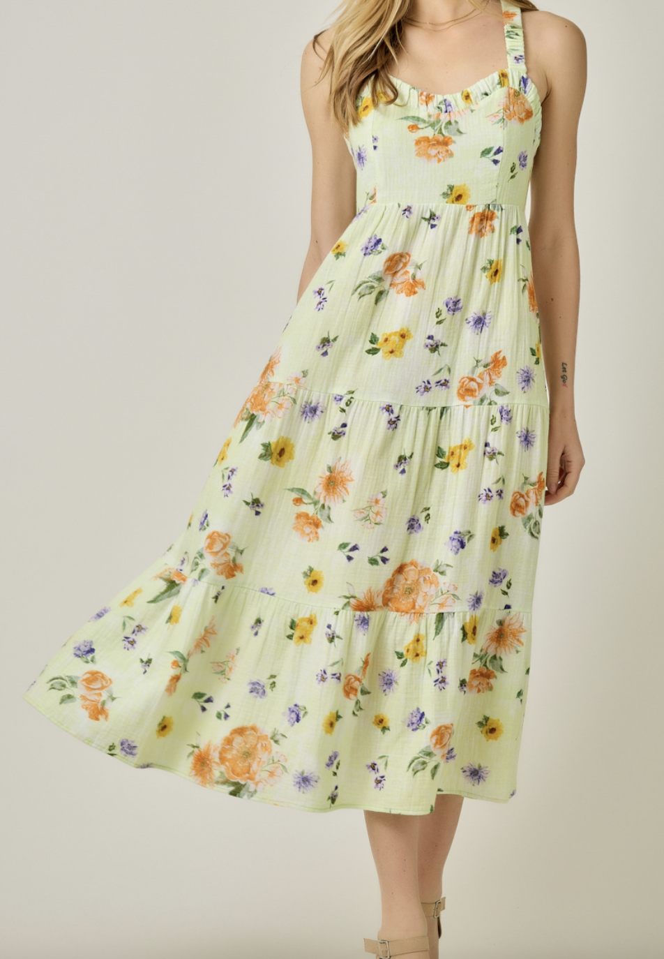 Mystree Double Gauze Tiered Long Dress