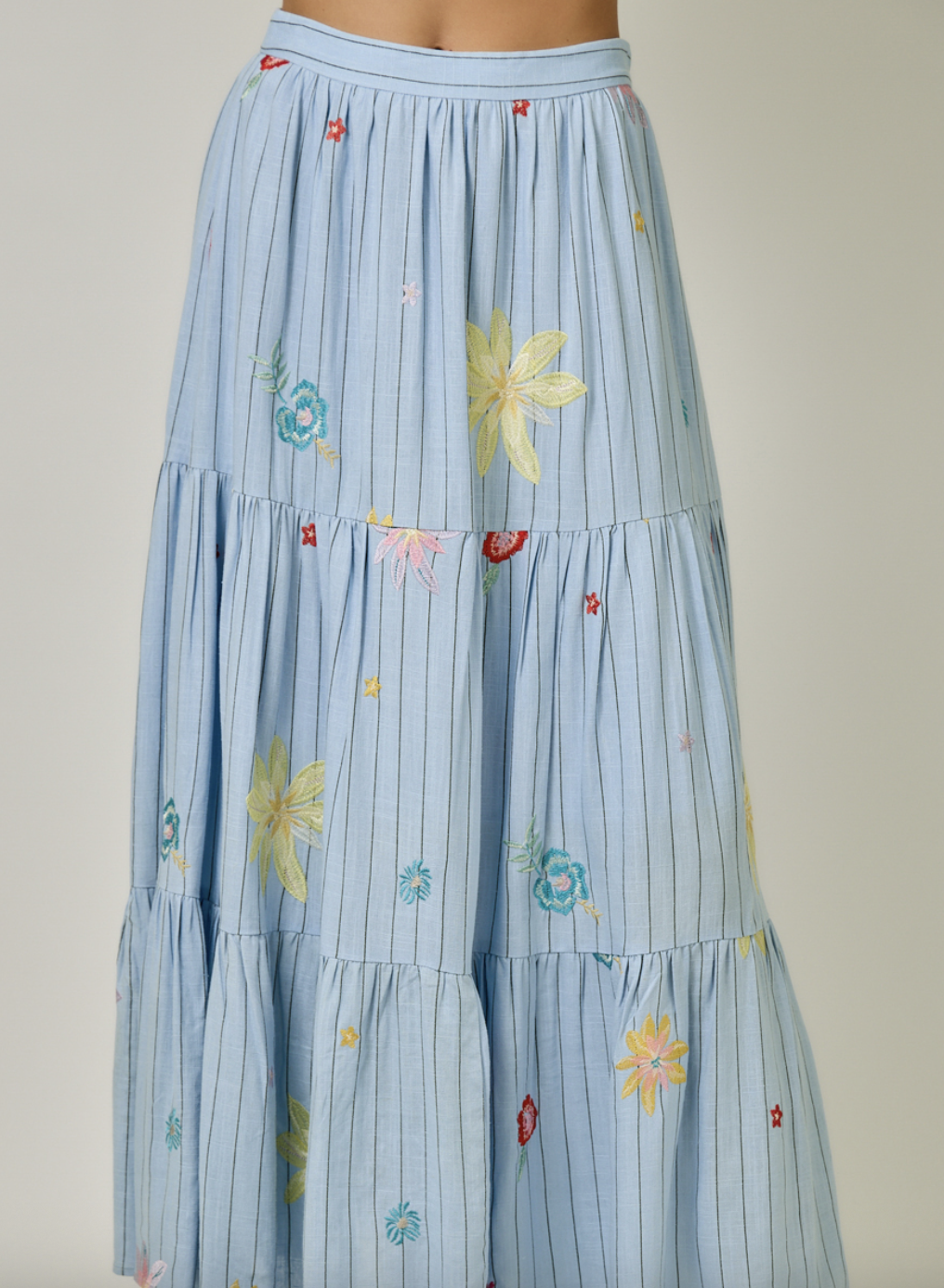 Mystree Embroidered Tiered Skirt