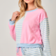 Mystree Pullover with Eyelet Contrast and Lettuce Hem