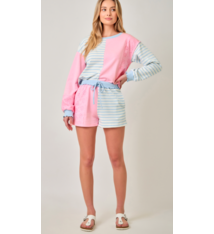 Mystree Color Block Shorts Eyelet  and Lettuce Band