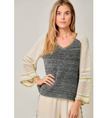 Mystree Raglan Sleeve Crochet Sweater