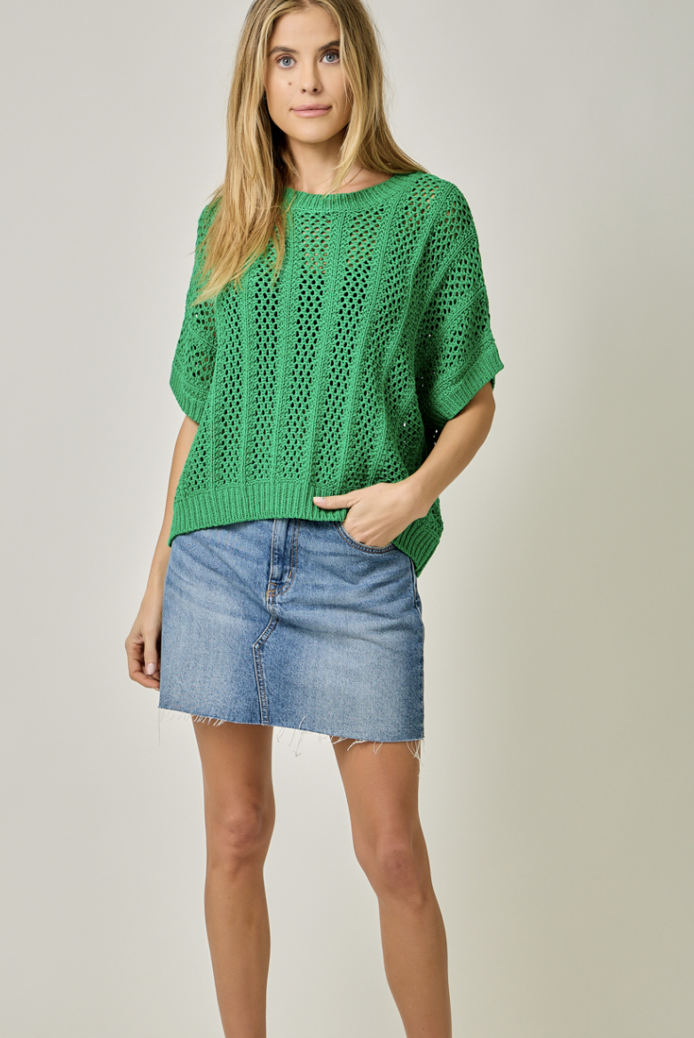 Mystree Short Sleeve Summer Dolman Sweater