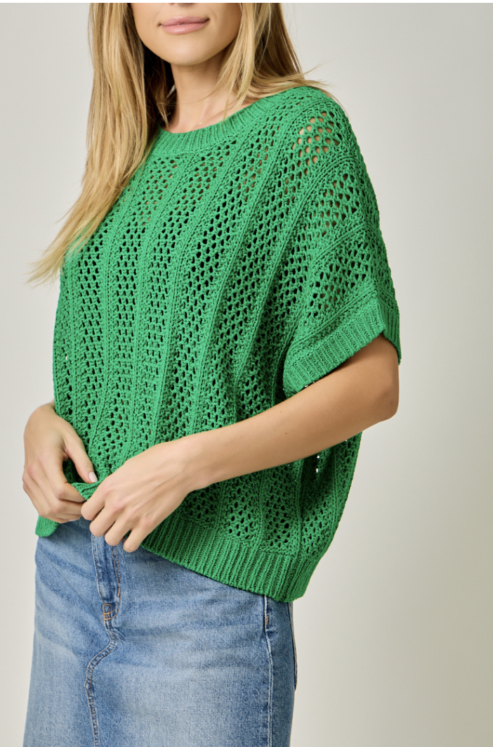 Mystree Short Sleeve Summer Dolman Sweater