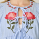 Mystree Short Sleeve Floral Embroidery Accent Peplum Blouse