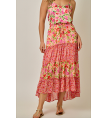 Mystree Mixed Berries Print Tiered Skirt