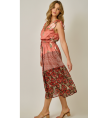 Mystree Sleeveless Mixed Print Dress