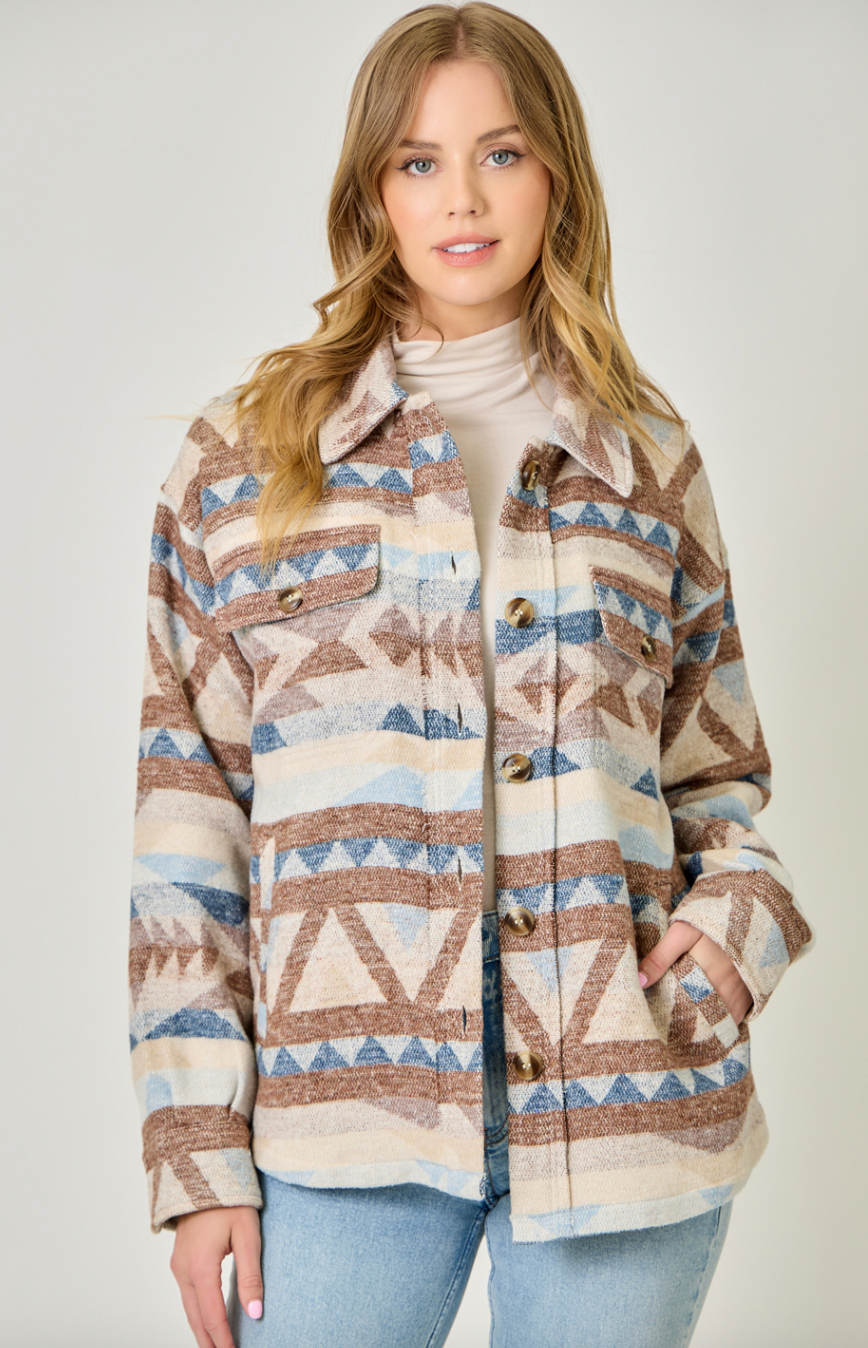 Mystree Aztec Shirt Jacket