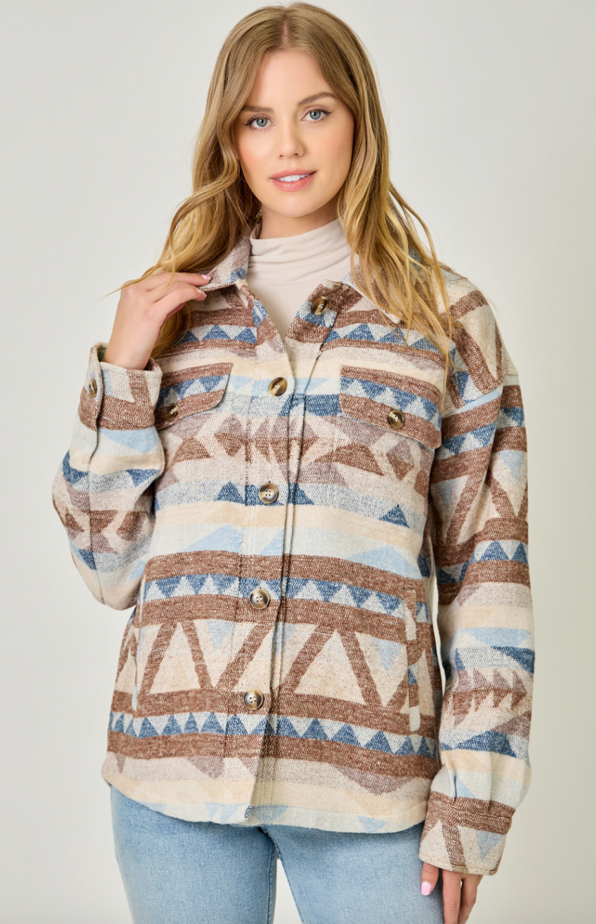 Mystree Aztec Shirt Jacket
