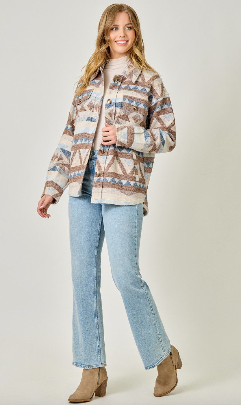 Mystree Aztec Shirt Jacket