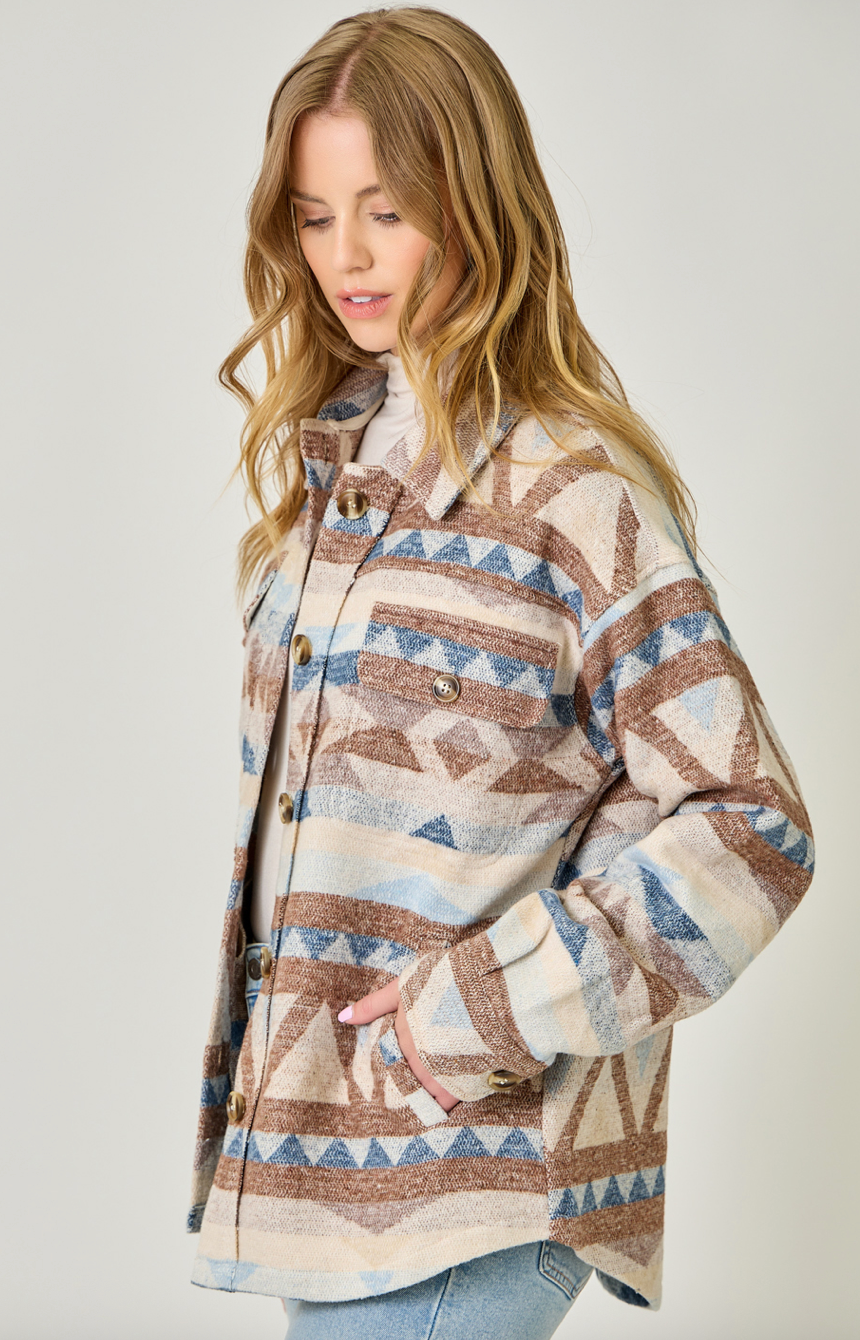 Mystree Aztec Shirt Jacket