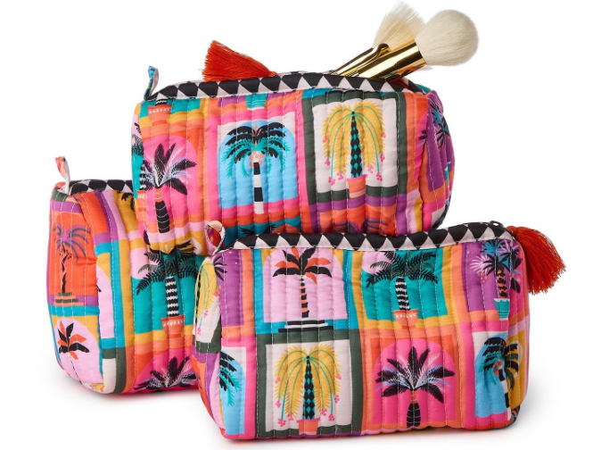 Two's Company Quilted Beldi Print Cometic and Accessories  Pouch