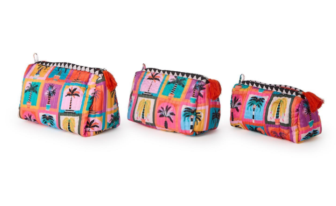 Two's Company Quilted Beldi Print Cometic and Accessories  Pouch