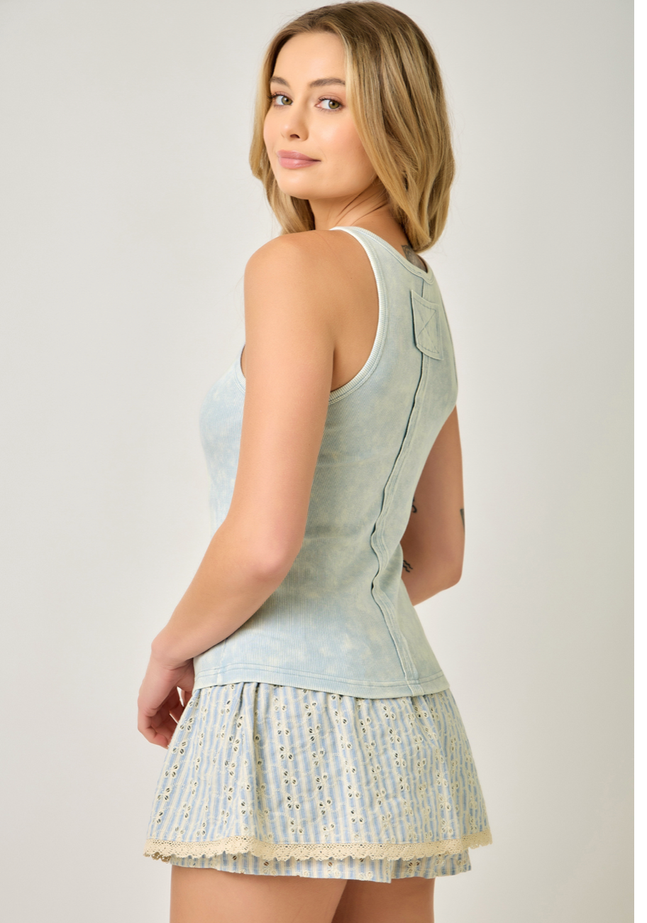 Mystree Scoop Neck Washed Tank