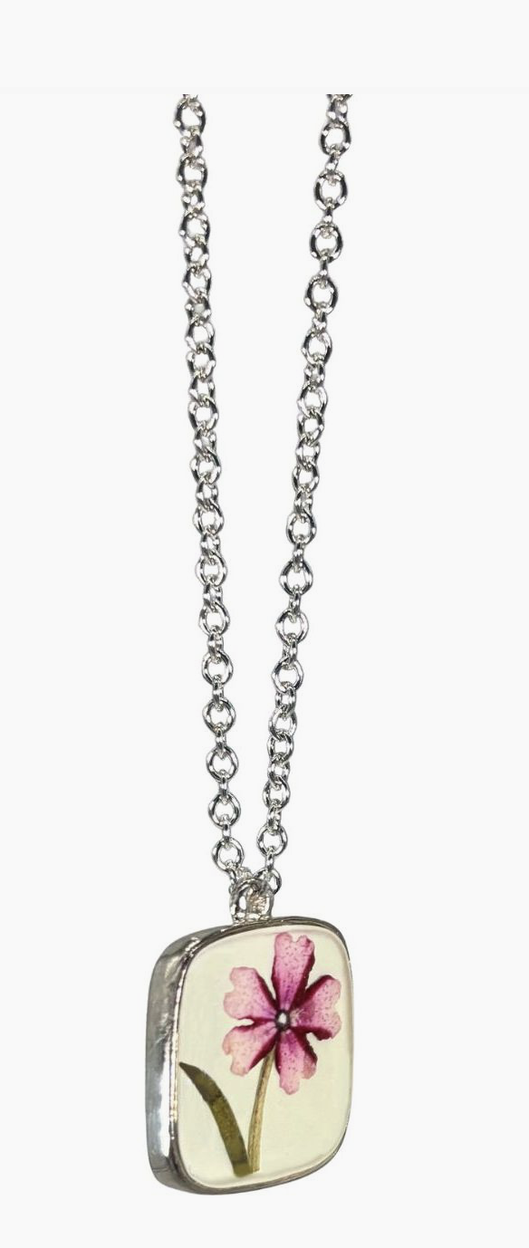 Shari Dixon Verbena on the Beach Small Square Necklace