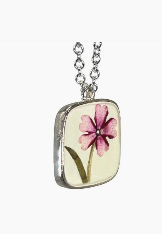 Shari Dixon Verbena on the Beach Small Square Necklace