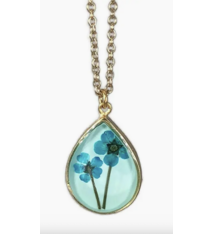 Shari Dixon Turquoise Flower on Aqua Medium Teardrop on Chain