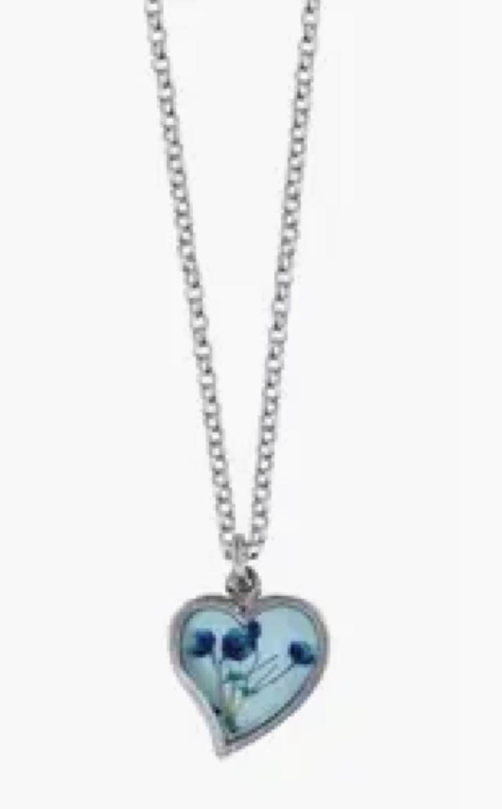 Shari Dixon Hearts Heart Heart Baby's Breath on Blue sm Hearts Necklace