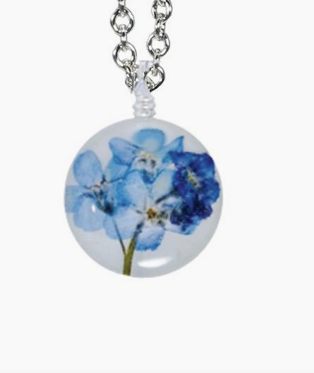 Shari Dixon Forget Me Not Necklace | Real Pressed Blue Flower Pendant