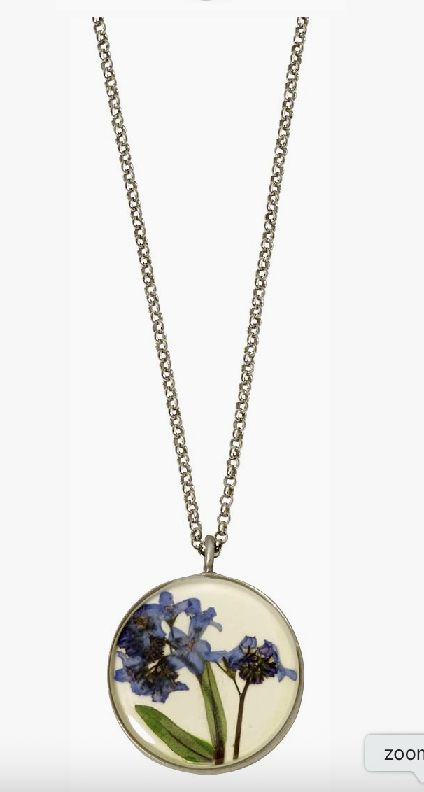 Shari Dixon Forget Me Not Necklace | Real Pressed Blue Flower Pendant