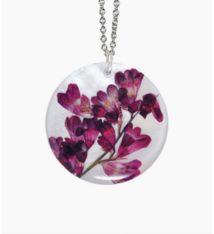 Shari Dixon Coral Bells Necklace | Real Pressed Flower Shell Sterling Silver Plated Pendant