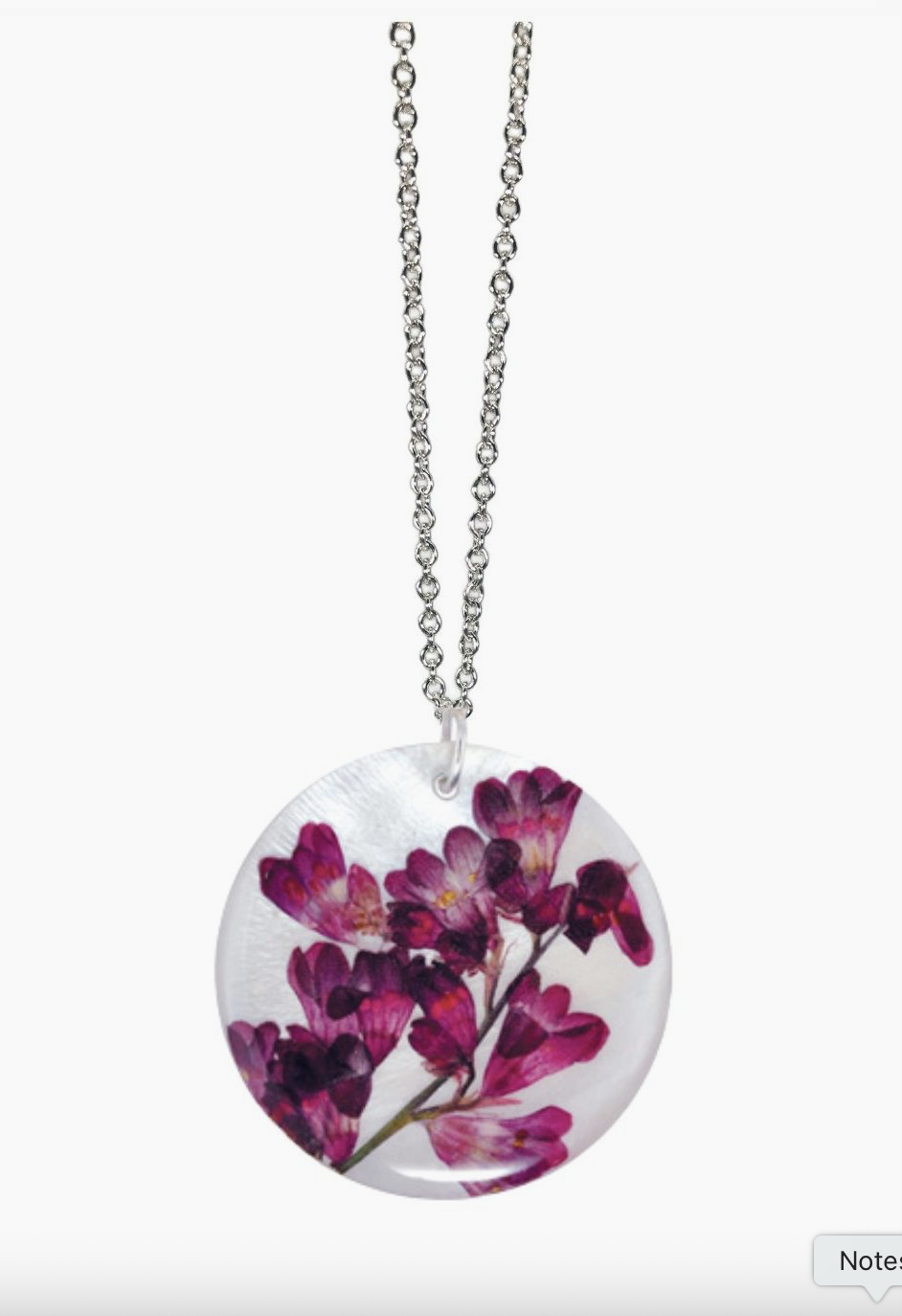 Shari Dixon Coral Bells Necklace | Real Pressed Flower Shell Sterling Silver Plated Pendant